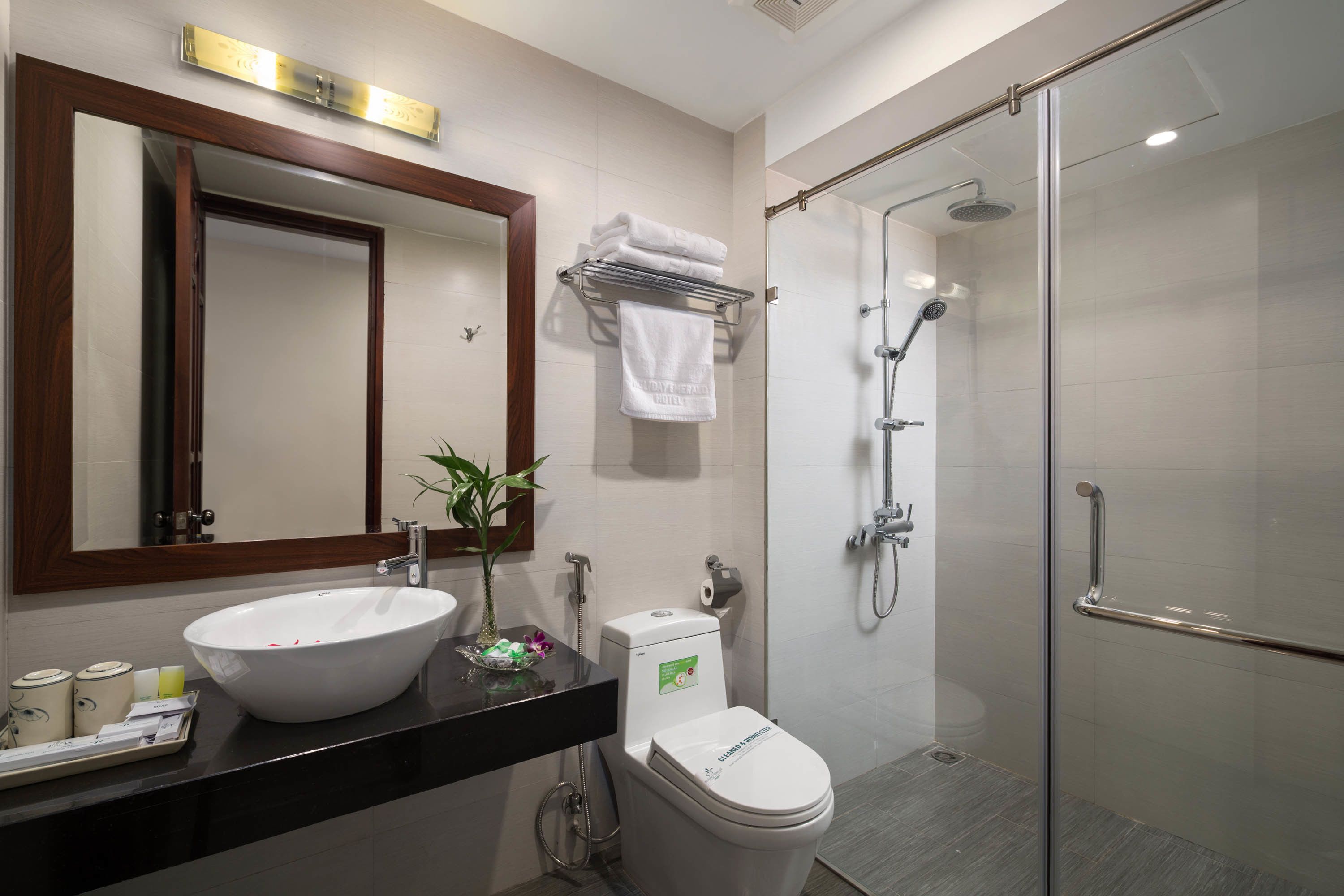 shower, free toiletries, hair dryer, bathrobes