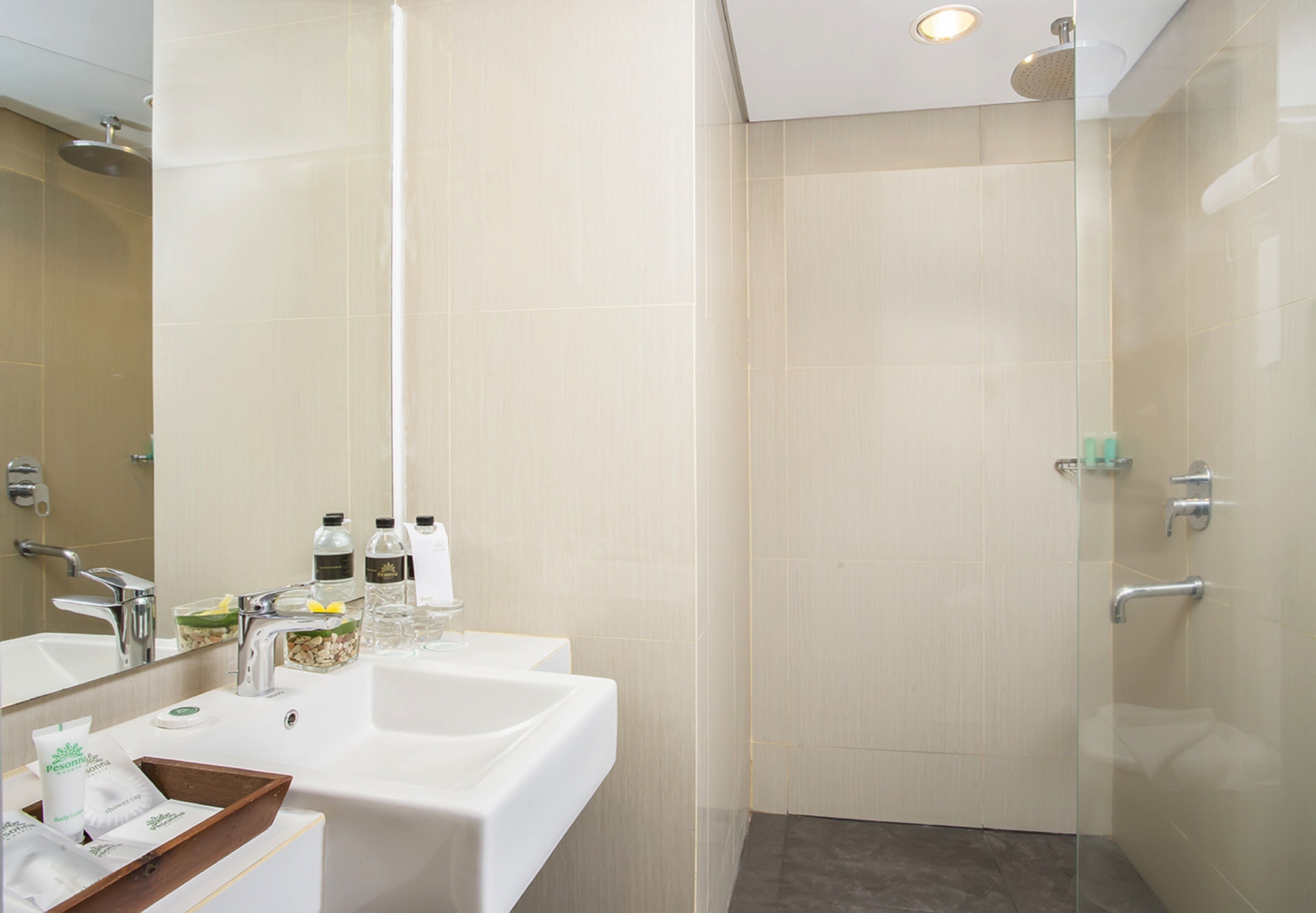 shower, rainfall showerhead, free toiletries, hair dryer