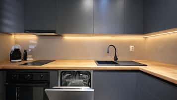 Superior Apartment, 2 Bedrooms | Private kitchen | Full-size fridge, oven, stovetop, coffee/tea maker