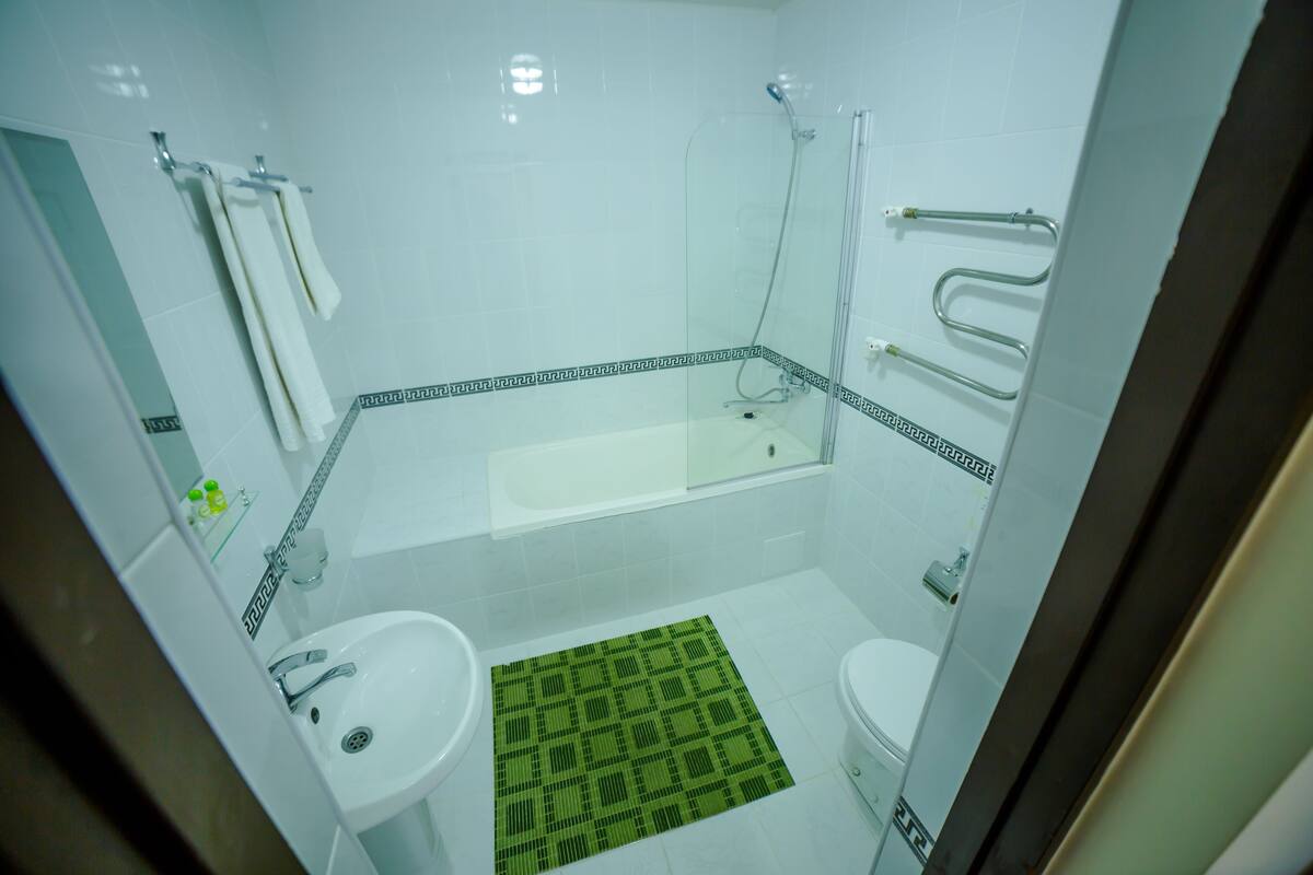 free toiletries, hair dryer, slippers, towels