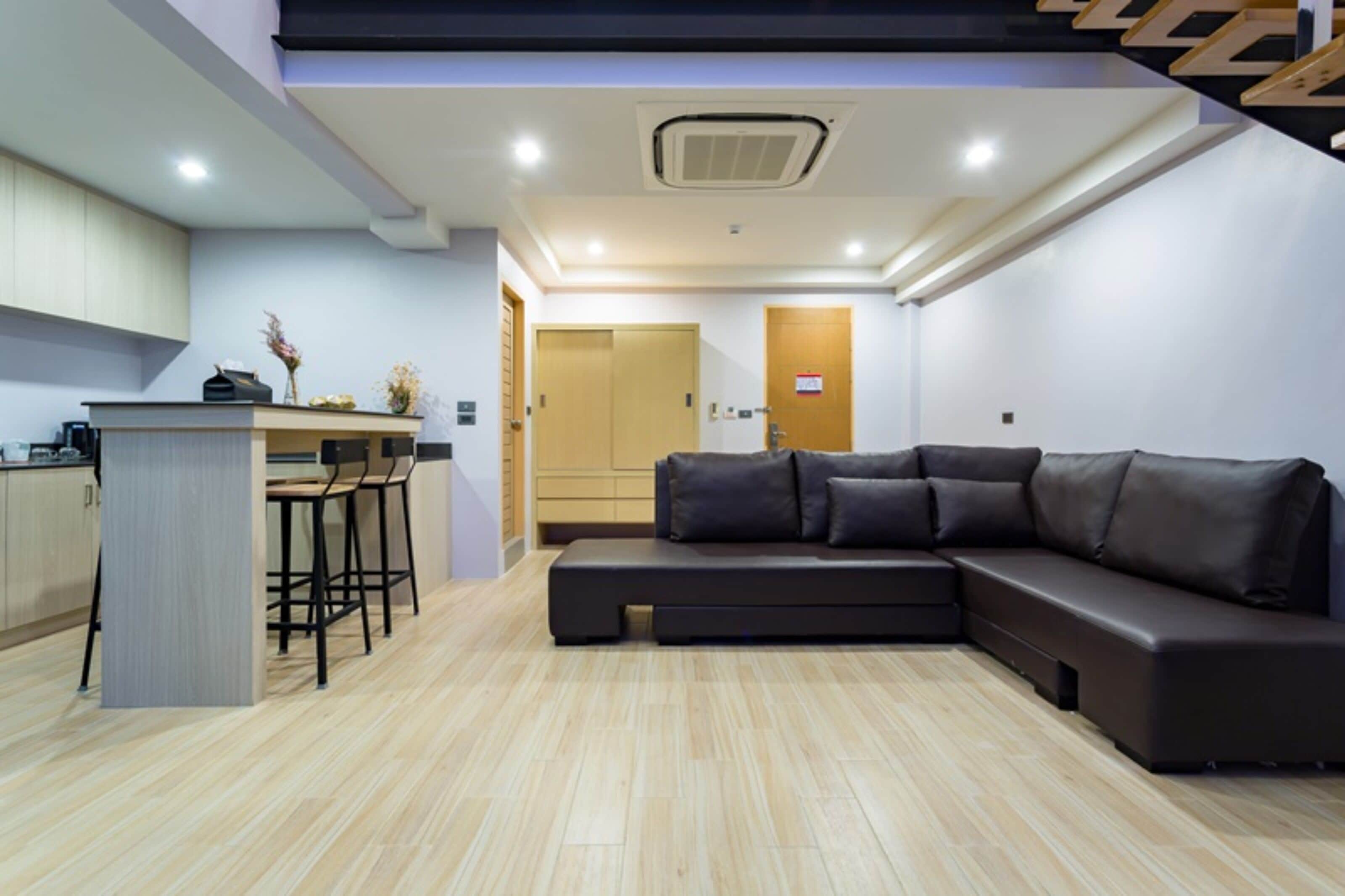 duplex suite | living area | flat-screen tv, dvd player