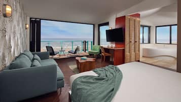 Deluxe studio suite, 1 tweepersoonsbed, kitchenette, uitzicht op strand | Terras