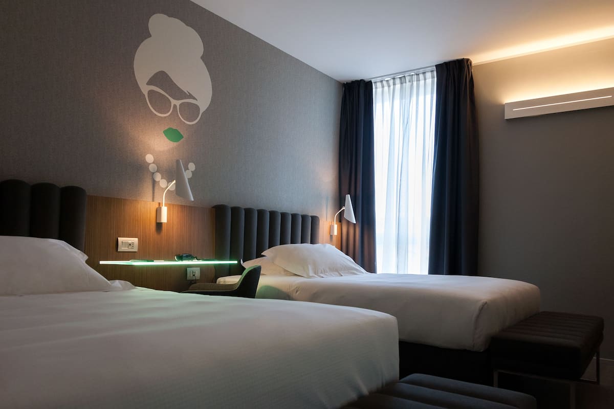 family room, 2 double beds | premium bedding, down duvets, minibar, in-room safe