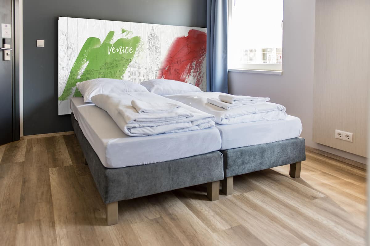 Desk, free WiFi, bed sheets