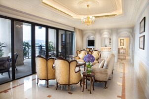 Royal Suite, Balcony | Living area | LED TV, pay movies