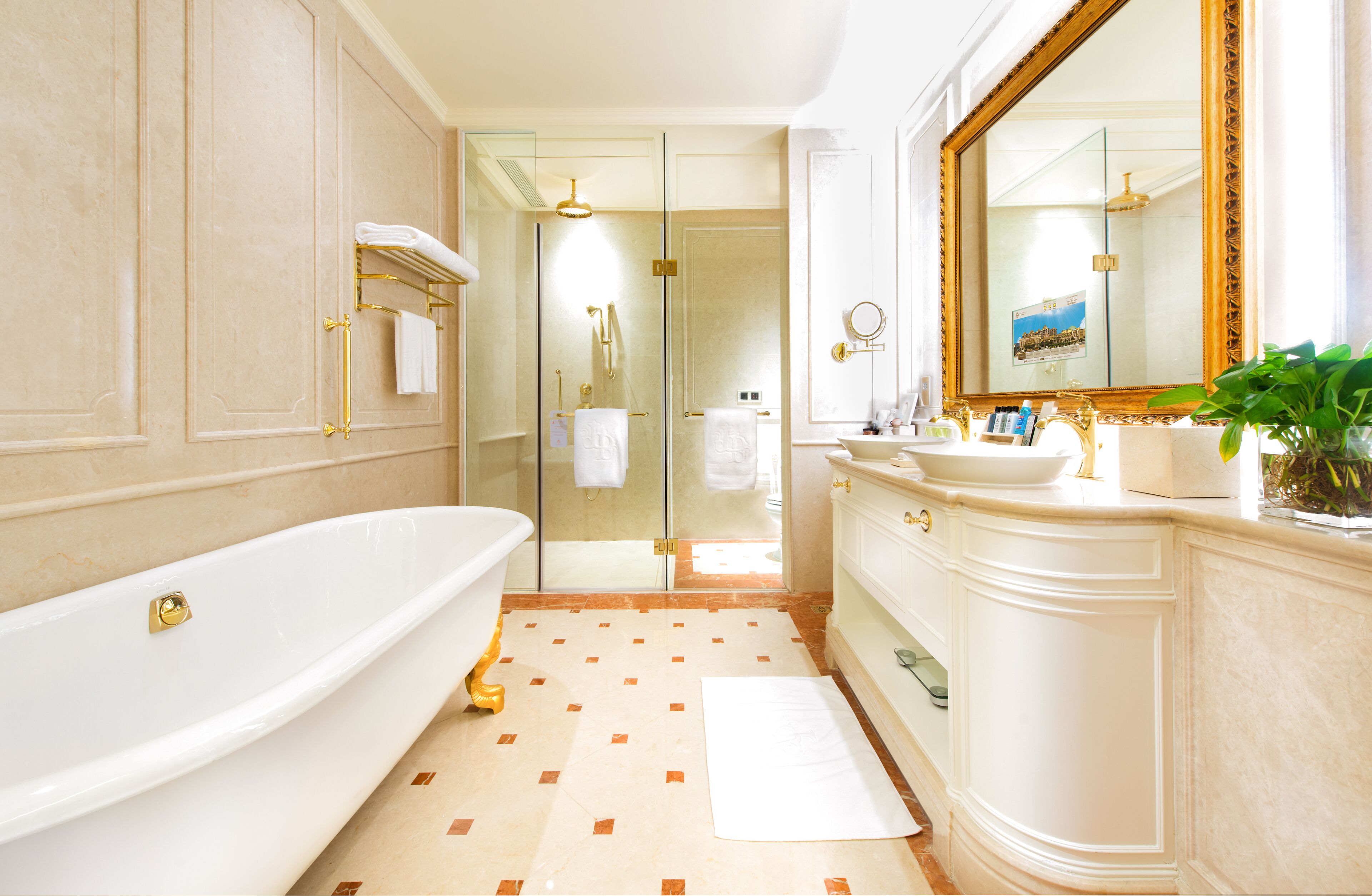 one bedroom suite with garden, balcony | bathroom | separate bathtub and shower, deep-soaking bathtub