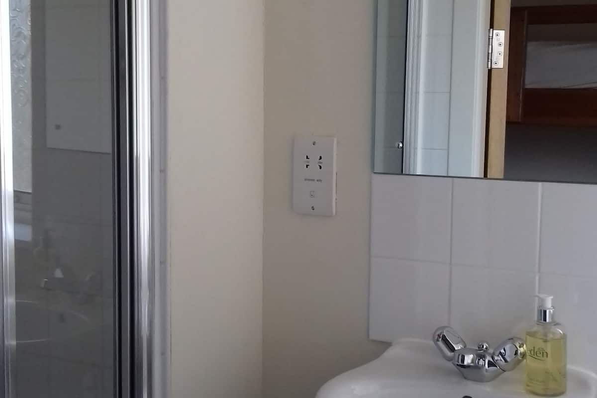 Chambre familiale | Salle de bain | Douche, articles de toilette (gratuits), séchoir à cheveux