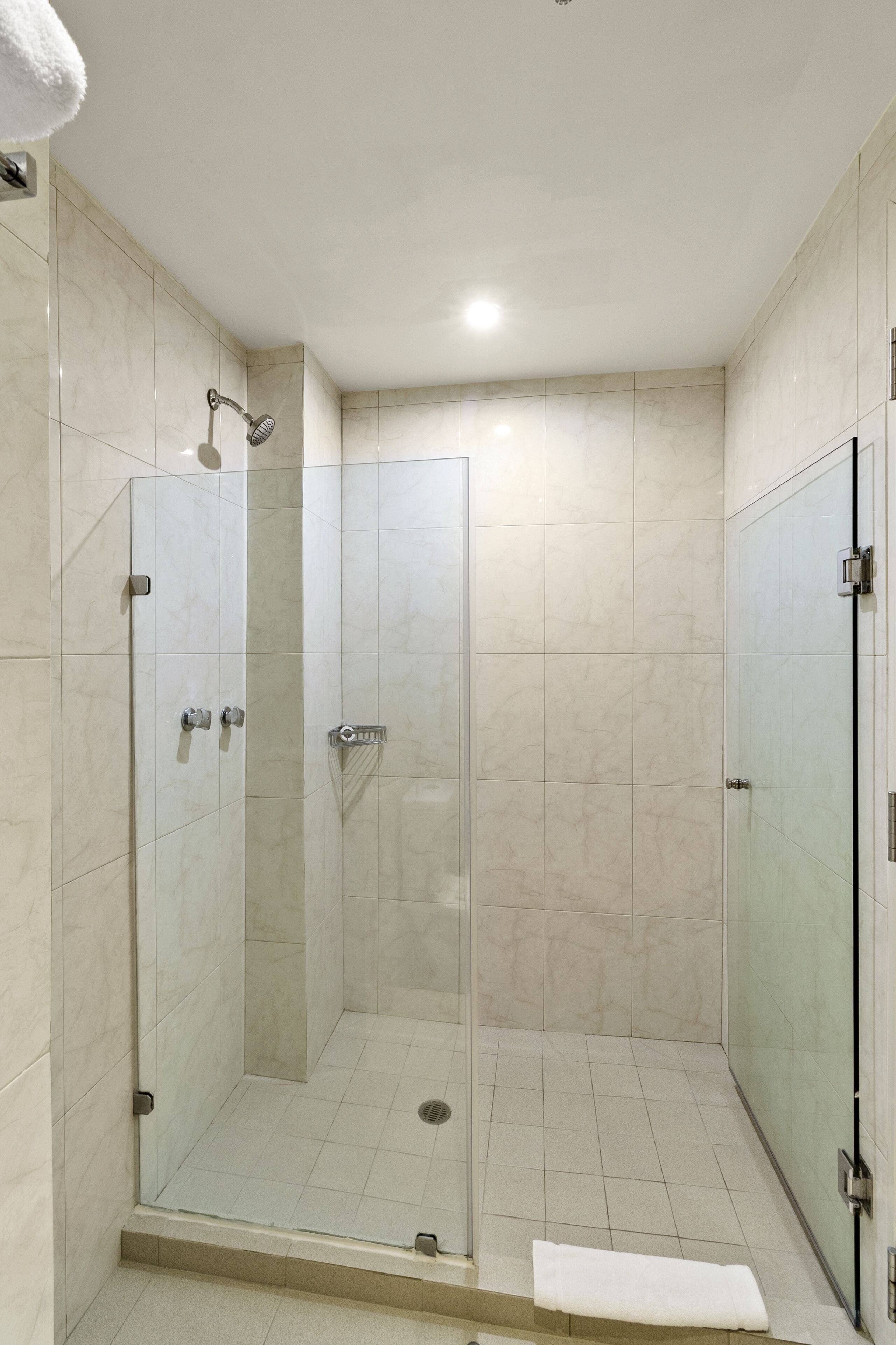 shower, rainfall showerhead, free toiletries, hair dryer