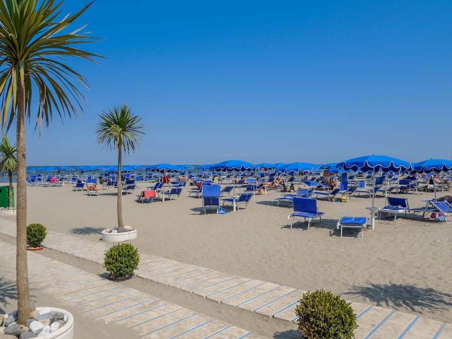 Sun-loungers, beach umbrellas, beach yoga, beach volleyball