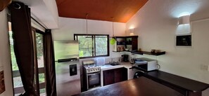 Superior Apartment, 1 Bedroom, Balcony, Poolside (3-7) | Private kitchen | Fridge, microwave, oven, stovetop - Apartamentos Massai (Cabo Velas)