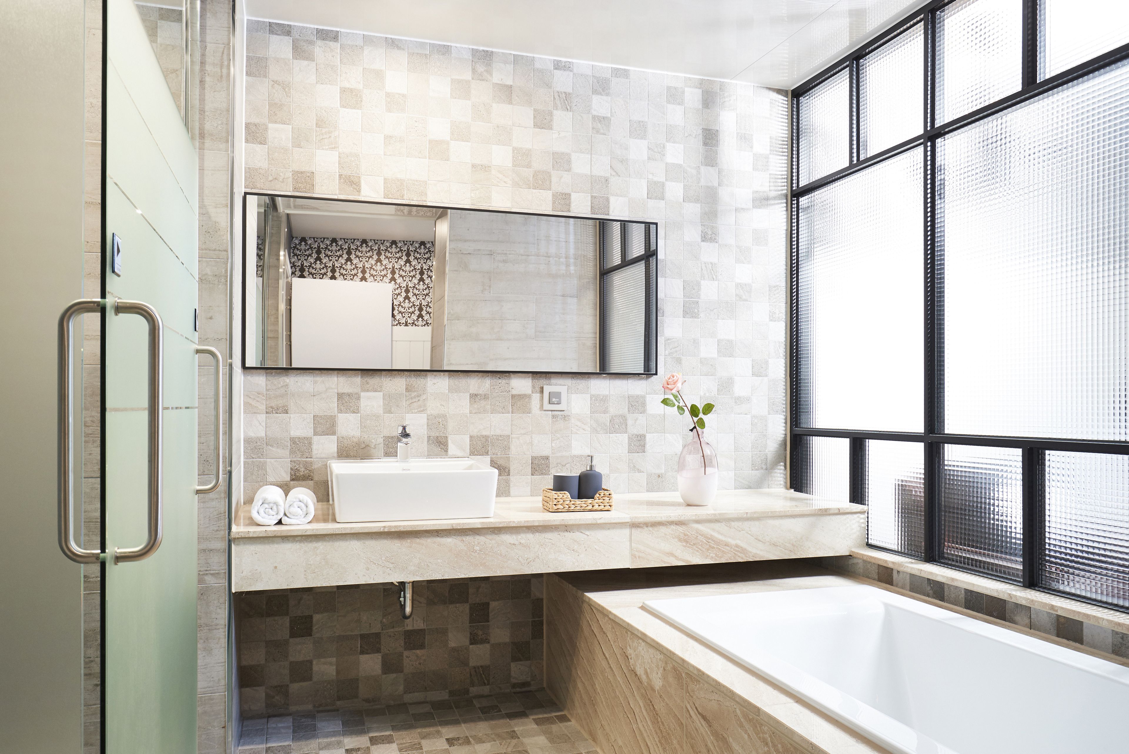 deluxe double | bathroom | separate bathtub and shower, free toiletries, hair dryer, bathrobes