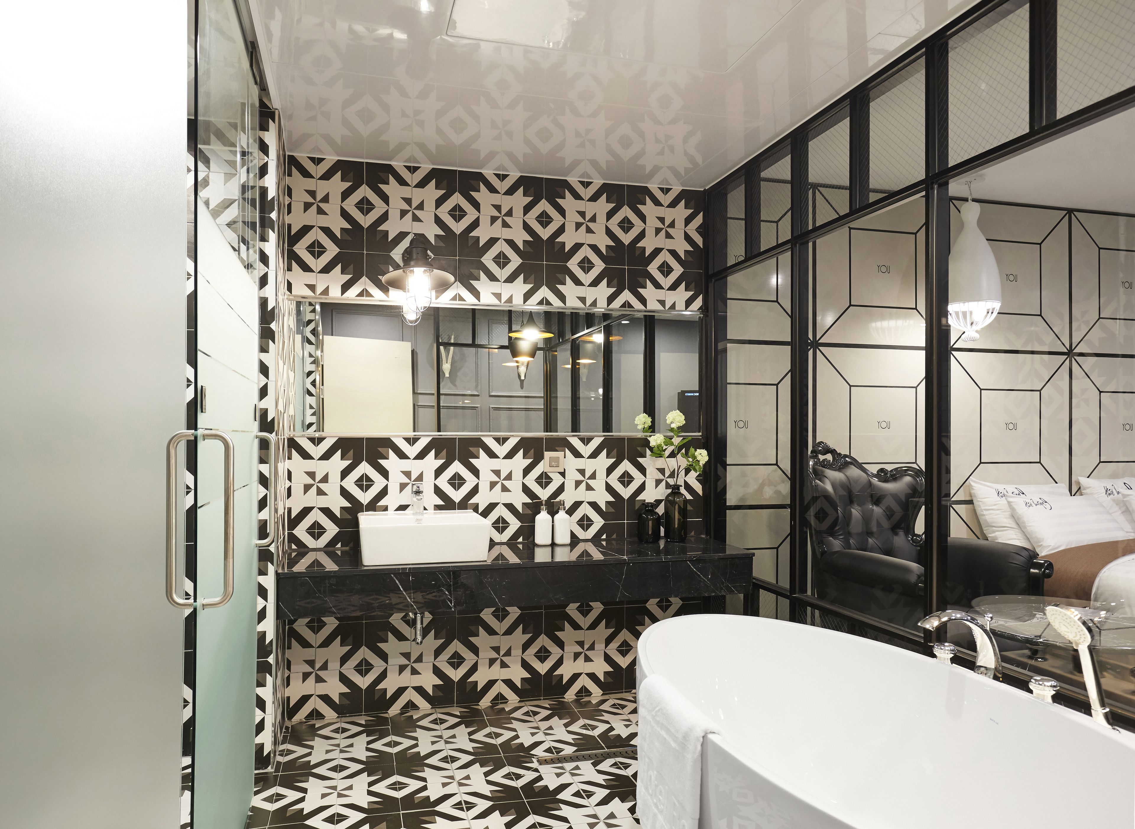 deluxe double | bathroom | separate bathtub and shower, free toiletries, hair dryer, bathrobes