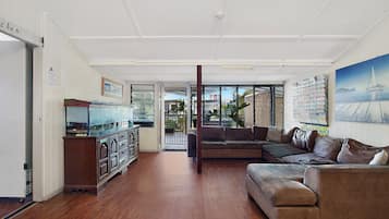 Private Double Room | Living area | Fireplace, video-game console