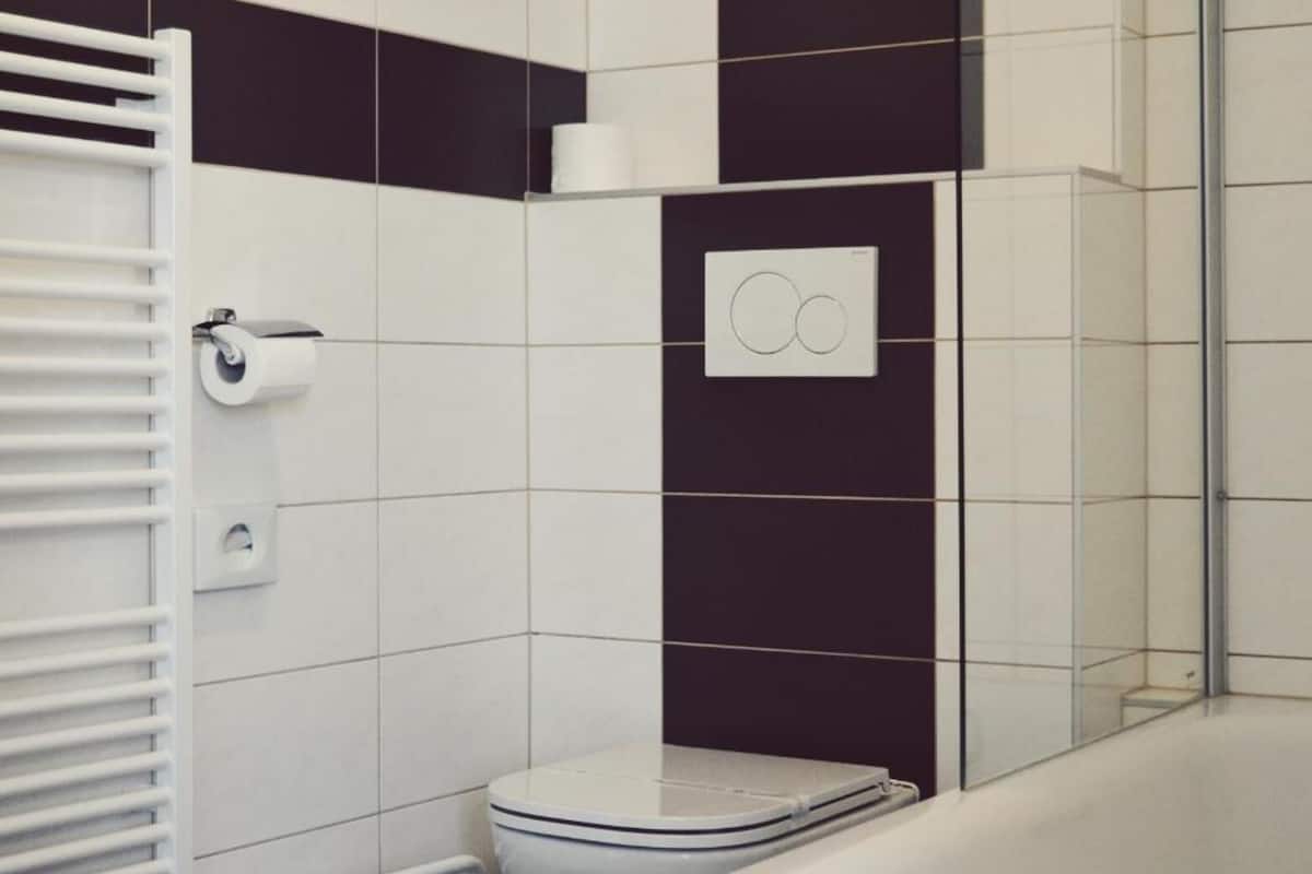 free toiletries, hair dryer, towels