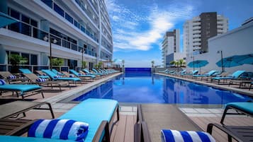 2 outdoor pools, open 8:00 AM to 9:00 PM, sun loungers