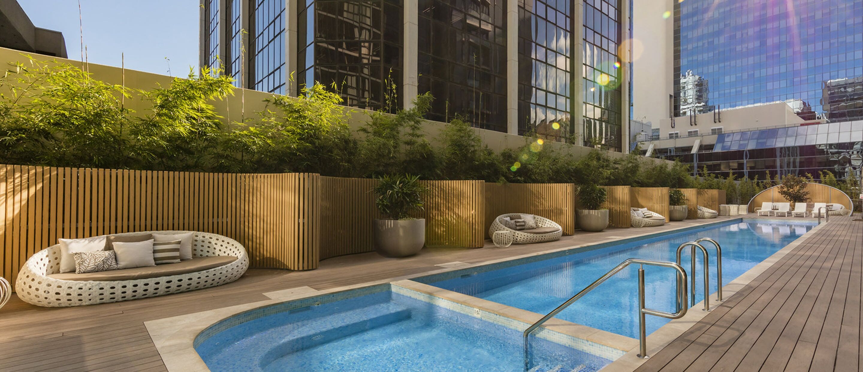 Outdoor pool, pool loungers