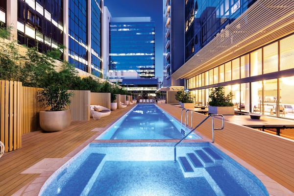 Outdoor pool, pool loungers