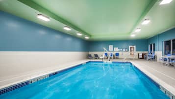 Indoor pool, open 6:00 AM to 10:00 PM, sun loungers