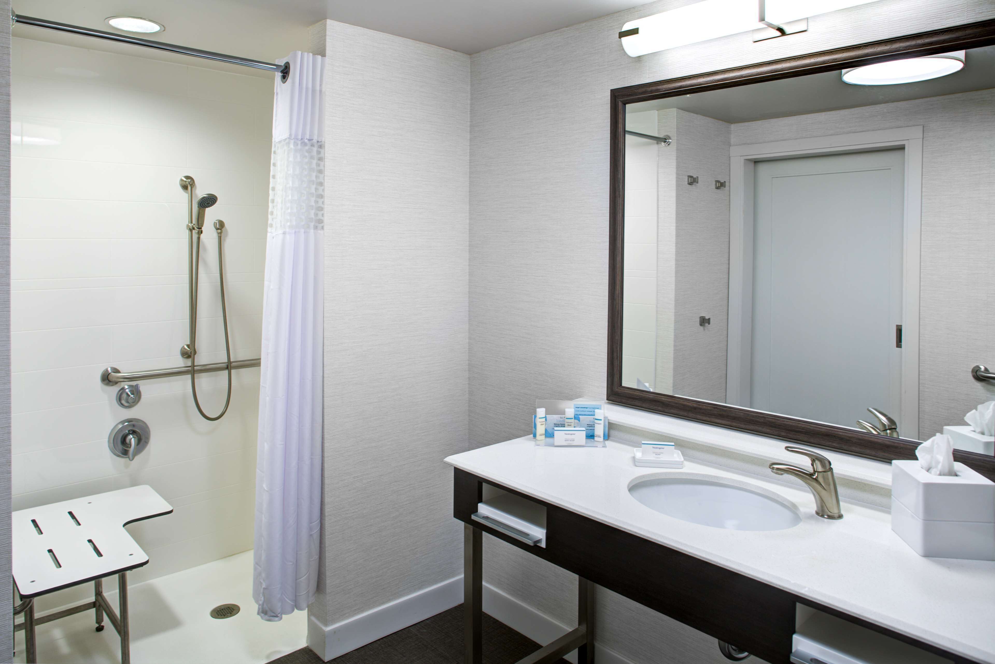 studio, 1 king bed, accessible (mobility & hearing, roll-in shower) | bathroom shower