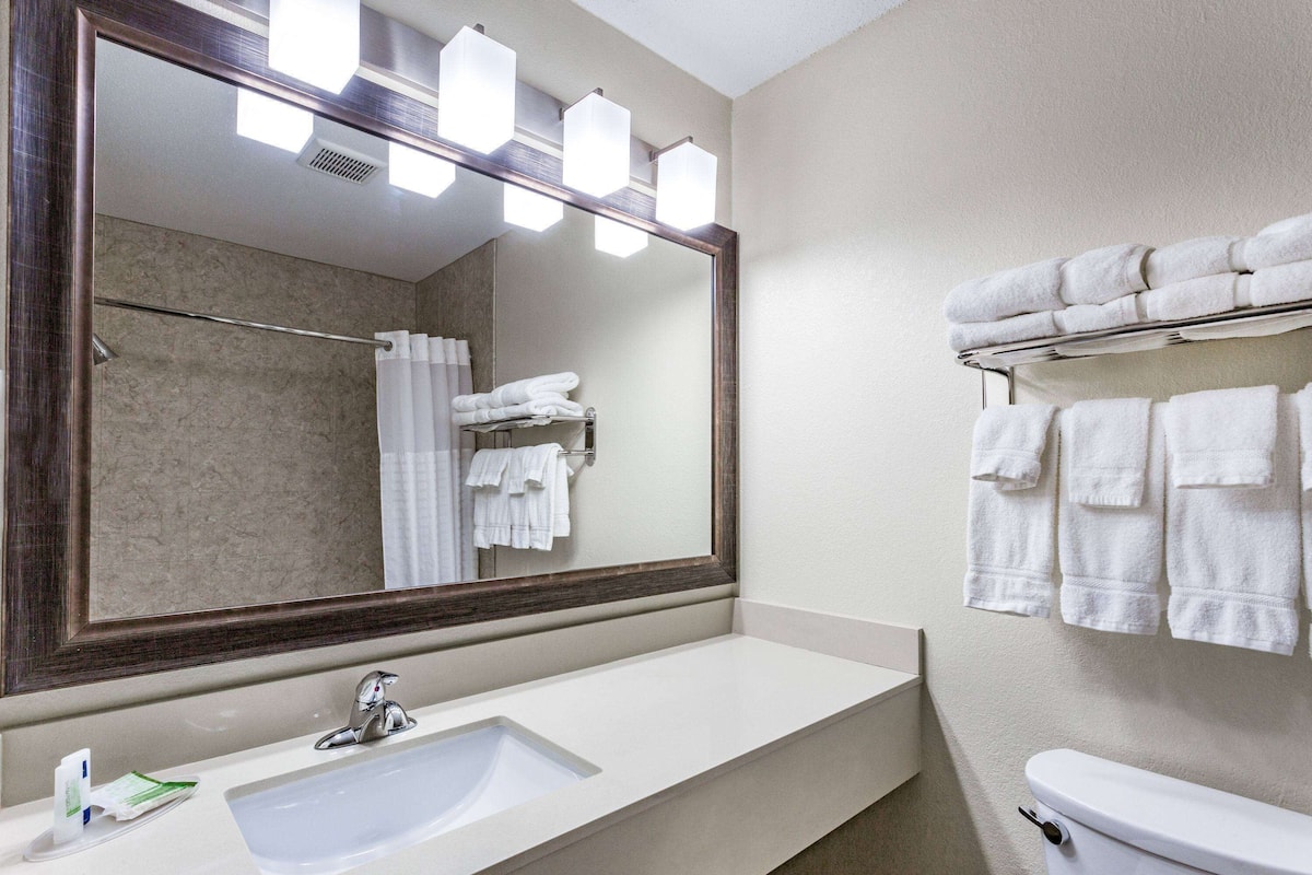 free toiletries, hair dryer, towels