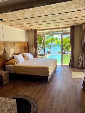 Villa Luxe, 3 chambres, piscine privée, vue lagon | 2 chambres, draps en coton égyptien, literie de qualité supérieure