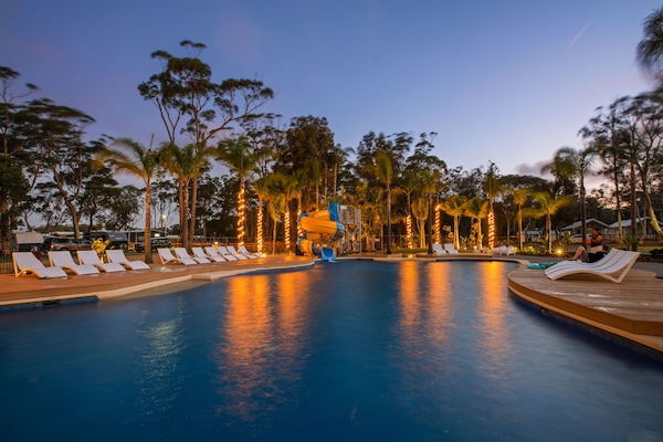 Outdoor pool, sun loungers