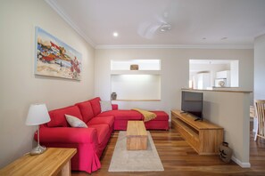 Deluxe Apartment, 1 Bedroom, Poolside (Minimum Age 18) | Living area