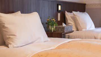 Down comforters, in-room safe, desk, blackout drapes