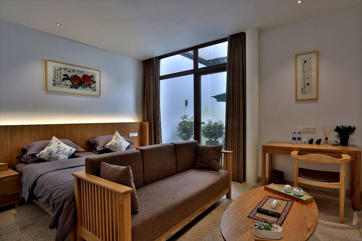 Quarto casal superior (YA YUAN) | Roupas de cama premium, individualmente decorados, escrivaninha
