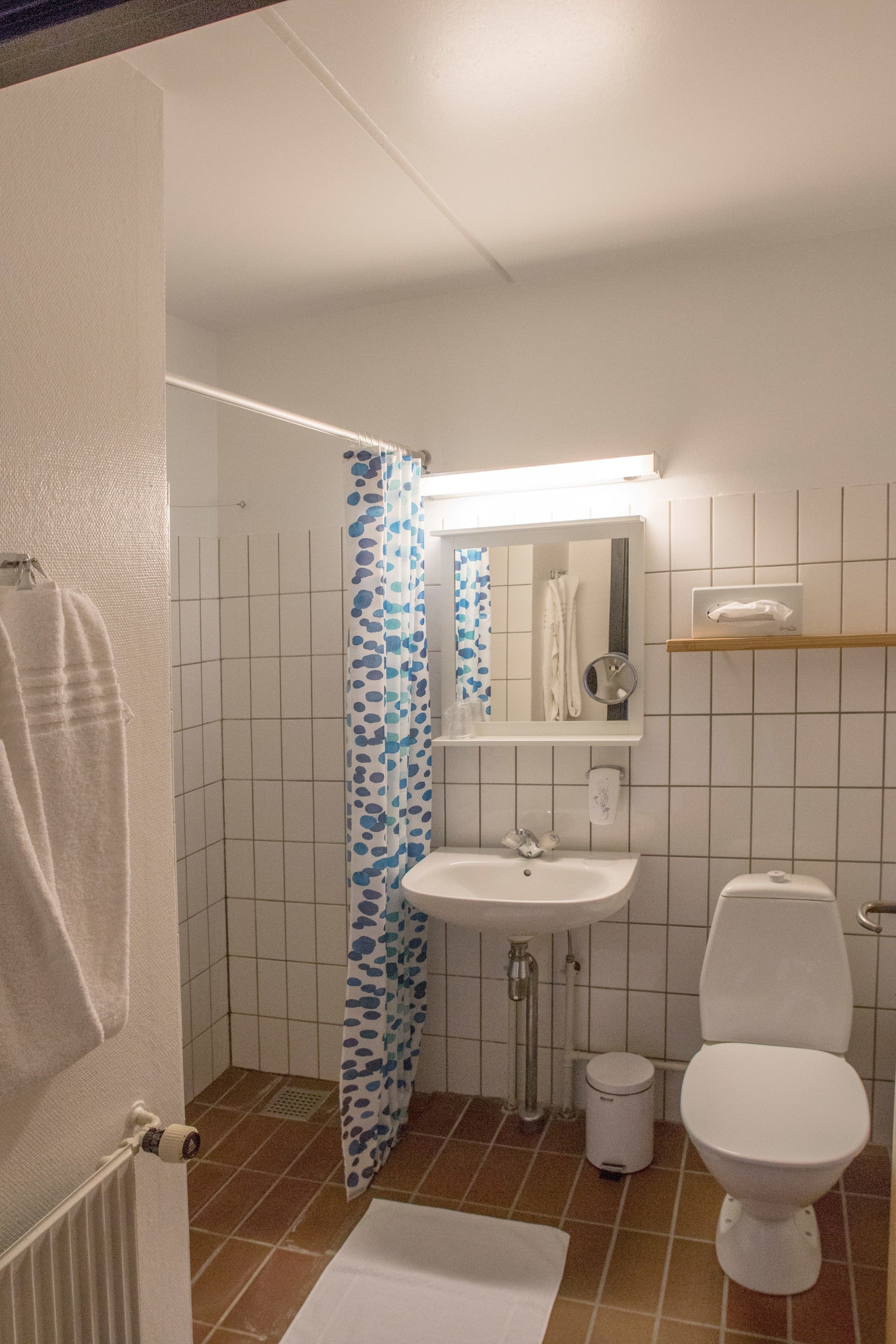standard double room | bathroom | shower, free toiletries, hair dryer, towels