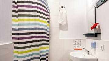 Standard Double Room, Terrace | Bathroom | Shower, hair dryer, towels, soap