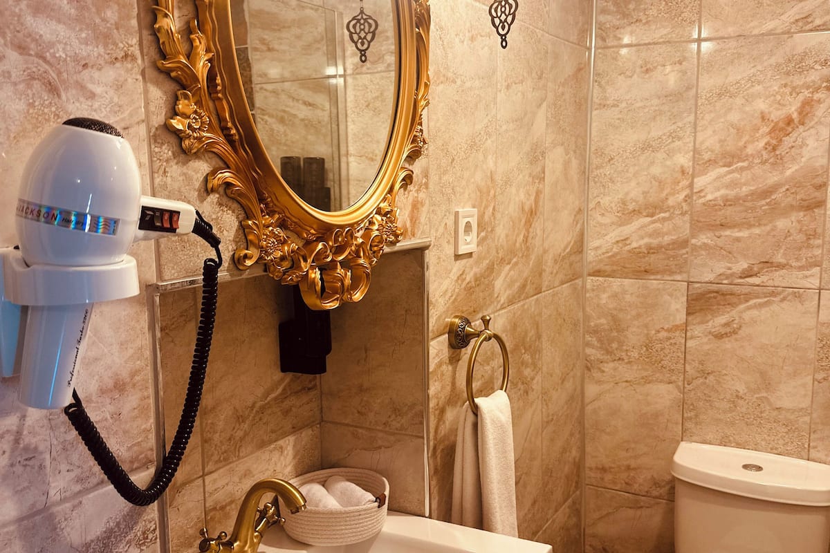 shower, free toiletries, hair dryer, slippers