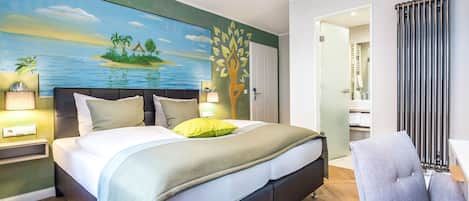 Individually decorated, desk, blackout curtains, soundproofing