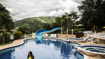 2 outdoor pools, pool umbrellas, sun loungers