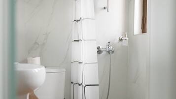 Shower, free toiletries, hair dryer, bidet