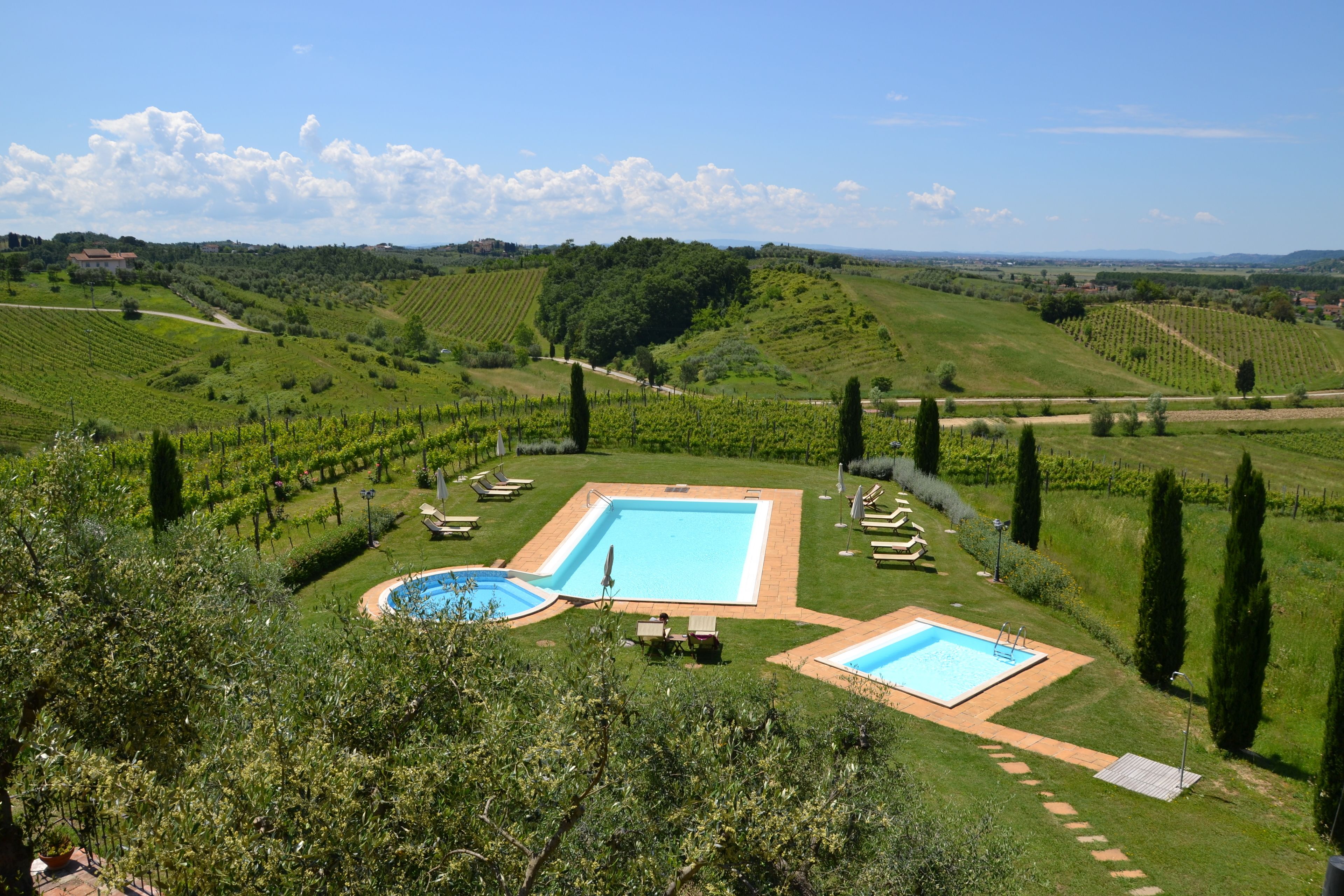 Outdoor pool, sun loungers