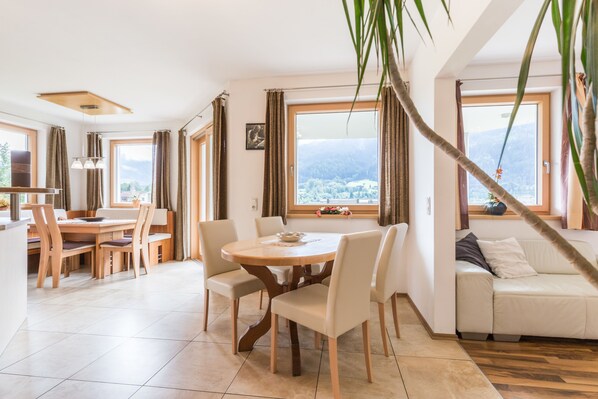 Villa, 4 Bedrooms | Living room | Flat-screen TV, fireplace, DVD player - Villa Deningfeld (Neukirchen am Grossvenediger)