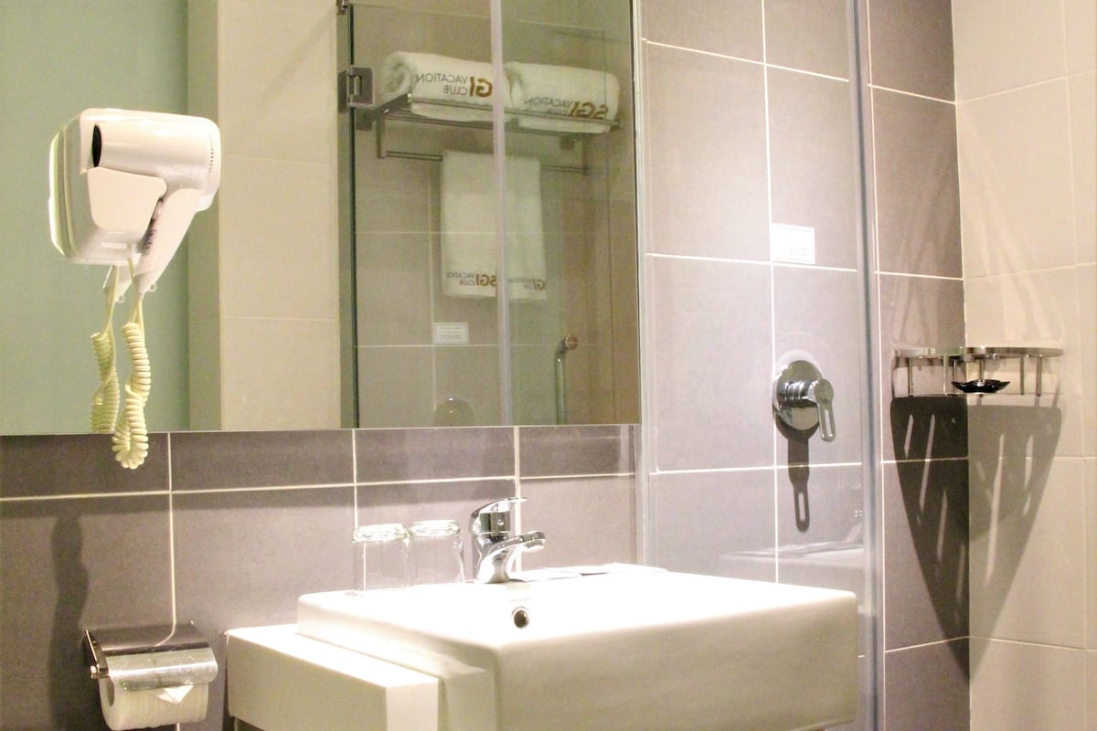 superior queen  | bathroom | shower, free toiletries, hair dryer, bidet