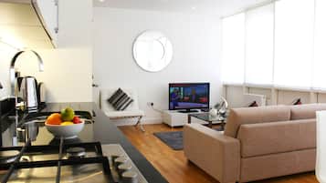 Flat-screen TV, DVD player