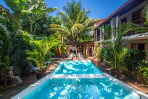 Outdoor pool, sun loungers