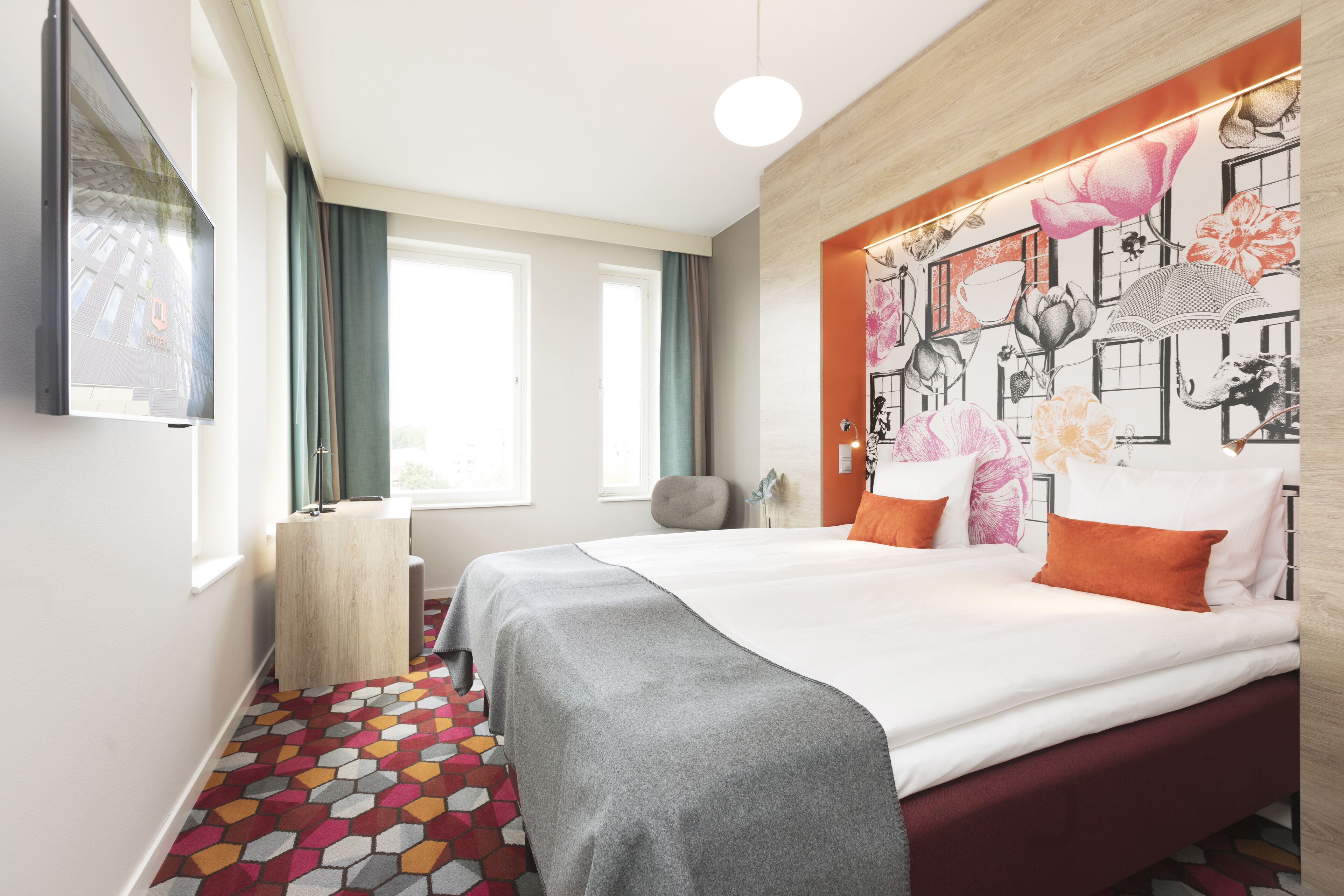 stylish twin room | in-room safe, desk, blackout curtains, free cots/infant beds