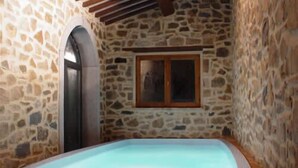 A stone-walled room with a rectangular hot tub. - Agriturismo Bio I Rondinelli (Arcidosso)