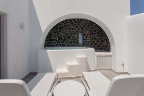 Family Duplex, 2 Bedrooms, Jetted Tub, Pool View (Kamari) | Terrace/patio - La Bellezza Eco Boutique Hotel (Santorini)