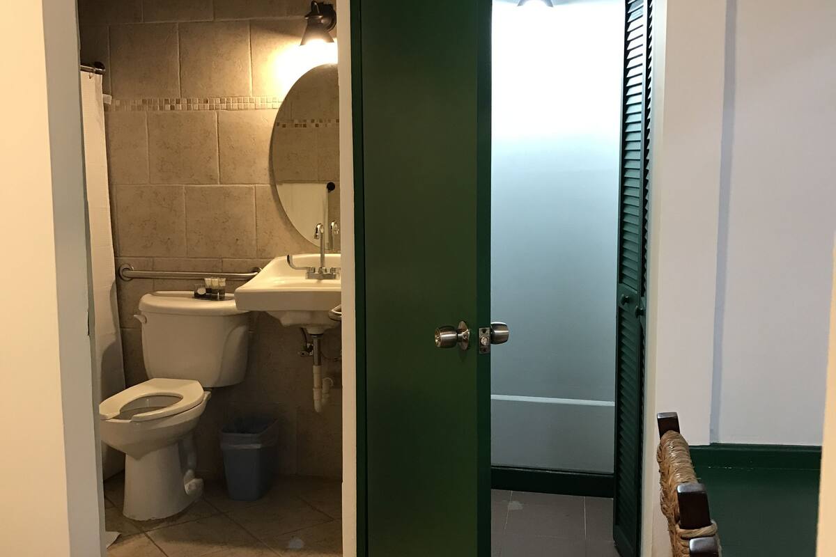 queen room - disability access - borbon | bathroom | shower, rainfall showerhead, free toiletries, towels