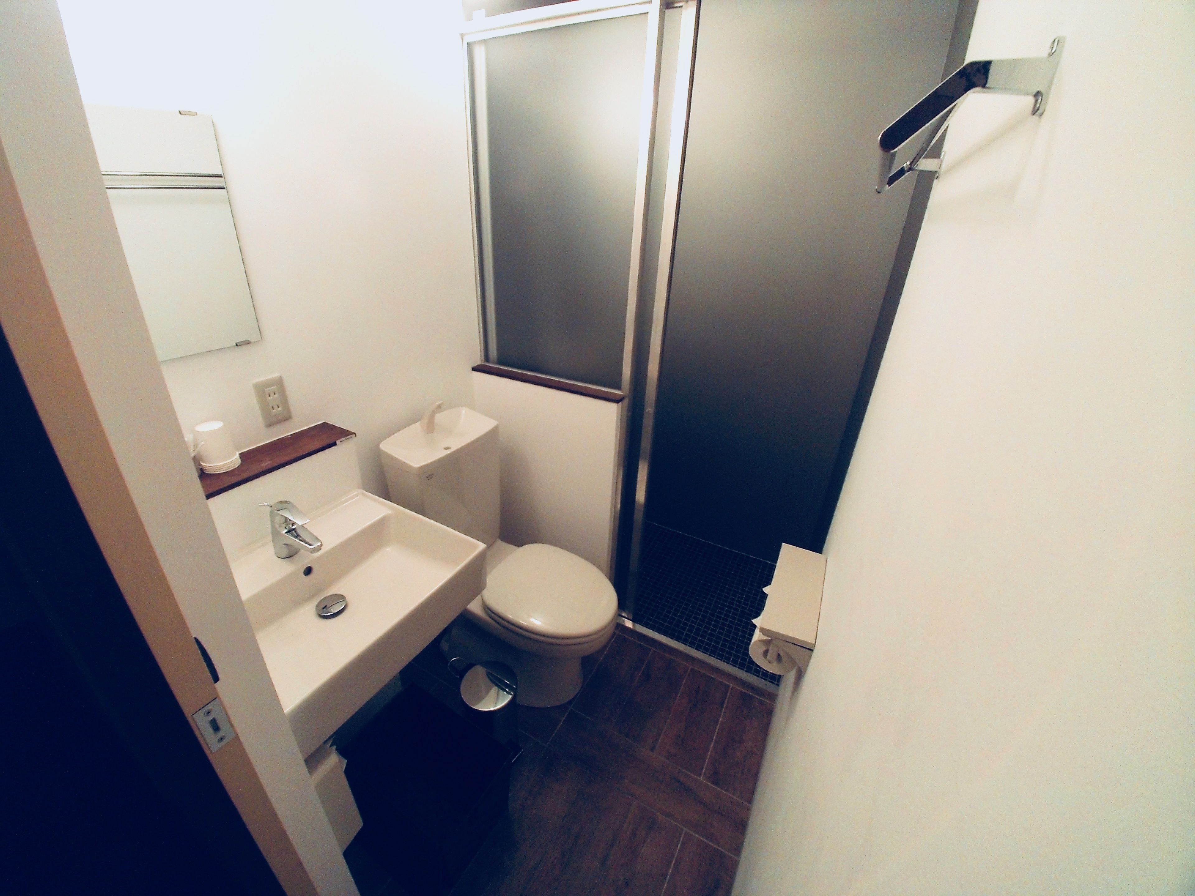 shower, hair dryer, bathrobes, slippers