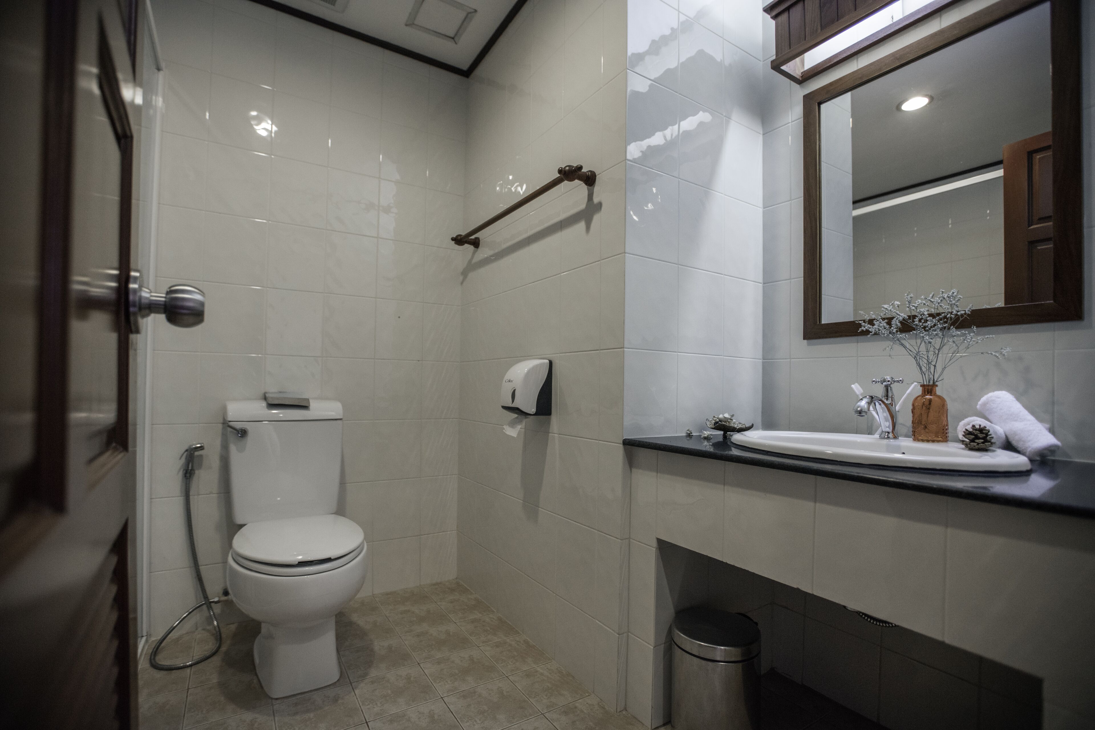 free toiletries, slippers, towels