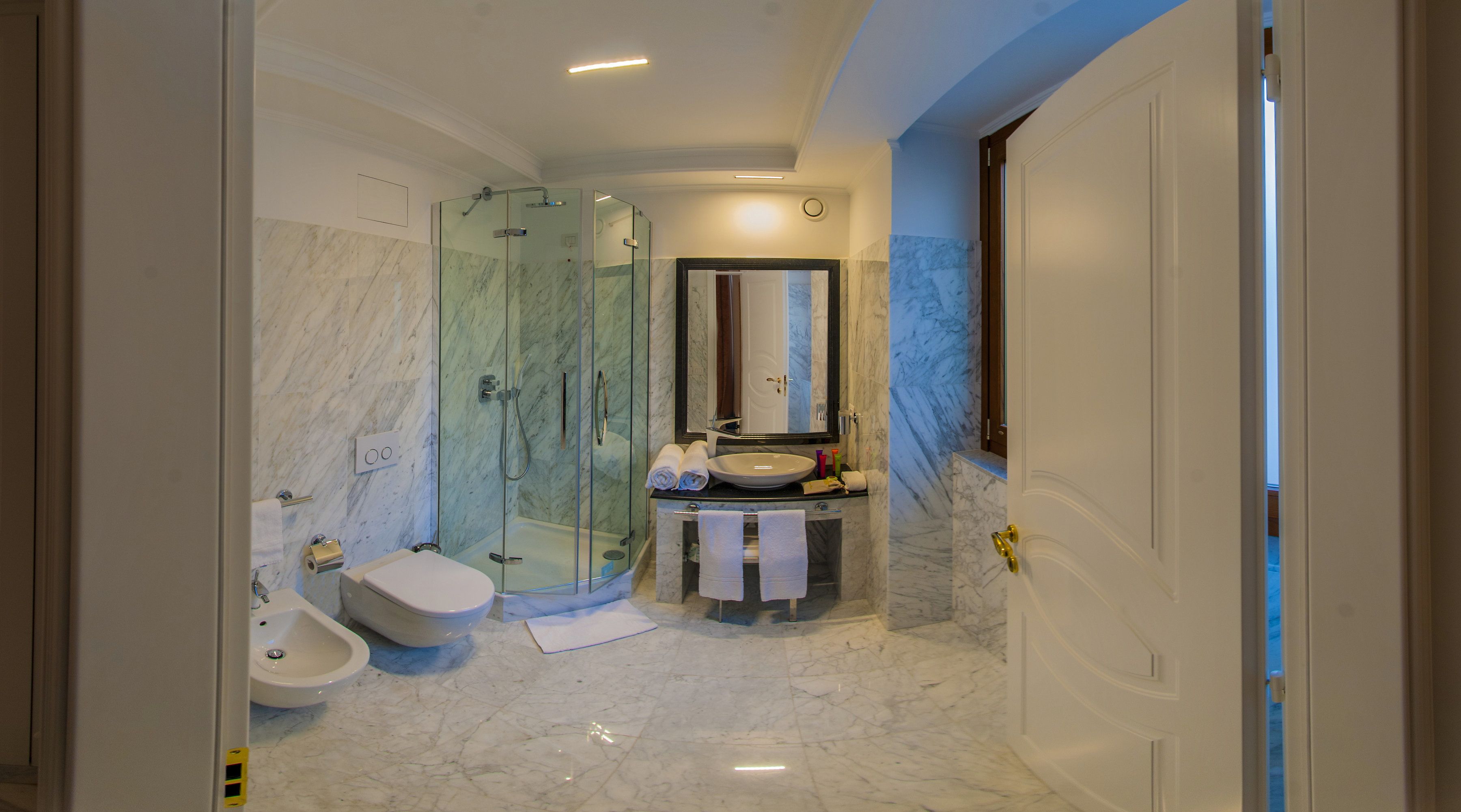 free toiletries, hair dryer, bathrobes, slippers