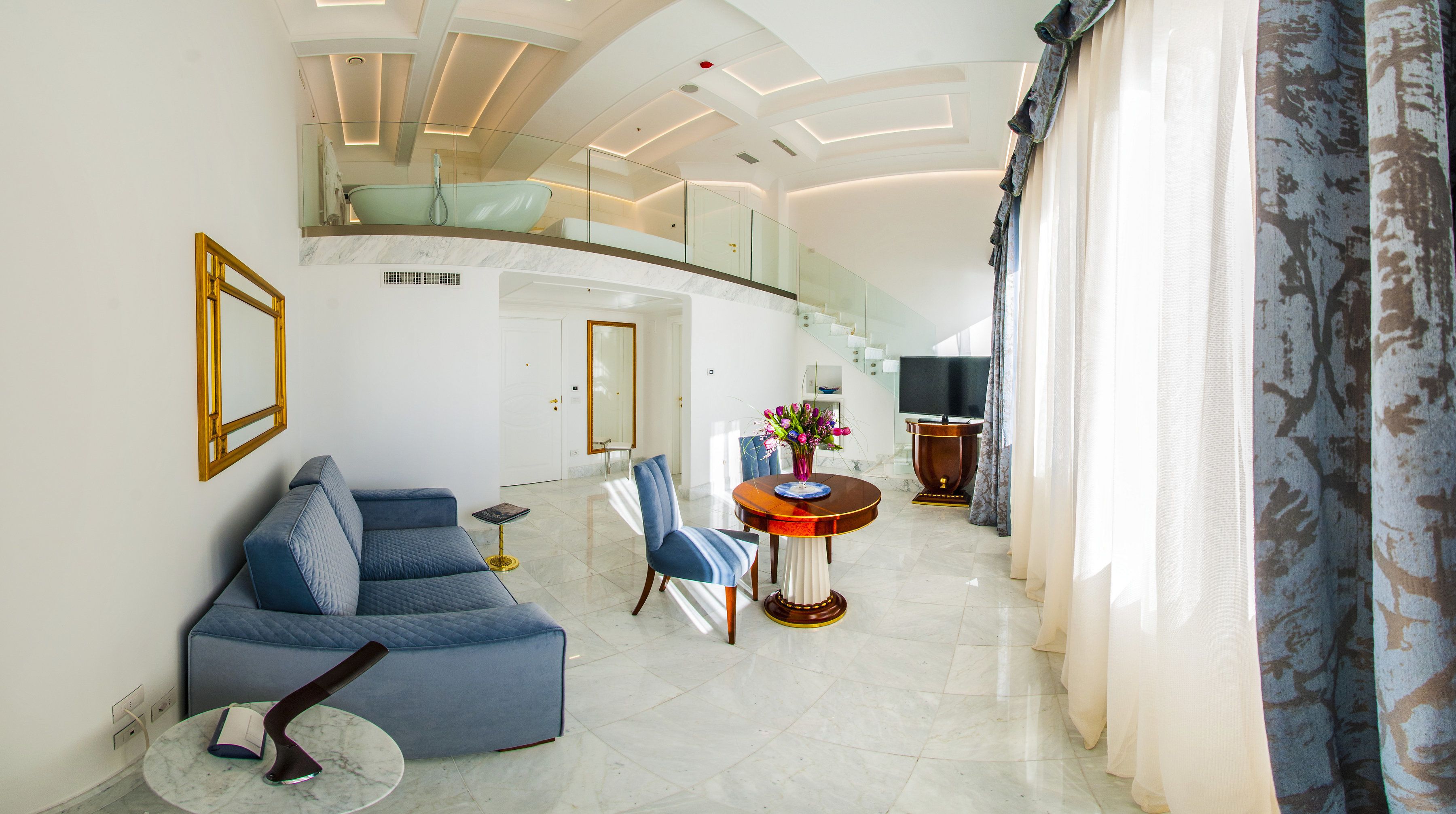 flat-screen tv, fireplace, heated floors, offices