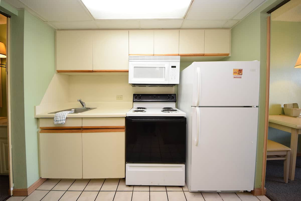 2 bedroom oceanfront efficiency (suite) with 2 queen beds and 1 sleeper sofa - a1 | private kitchenette | full-sized fridge, microwave, coffee/tea maker