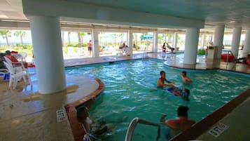 Indoor pool, outdoor pool, pool loungers